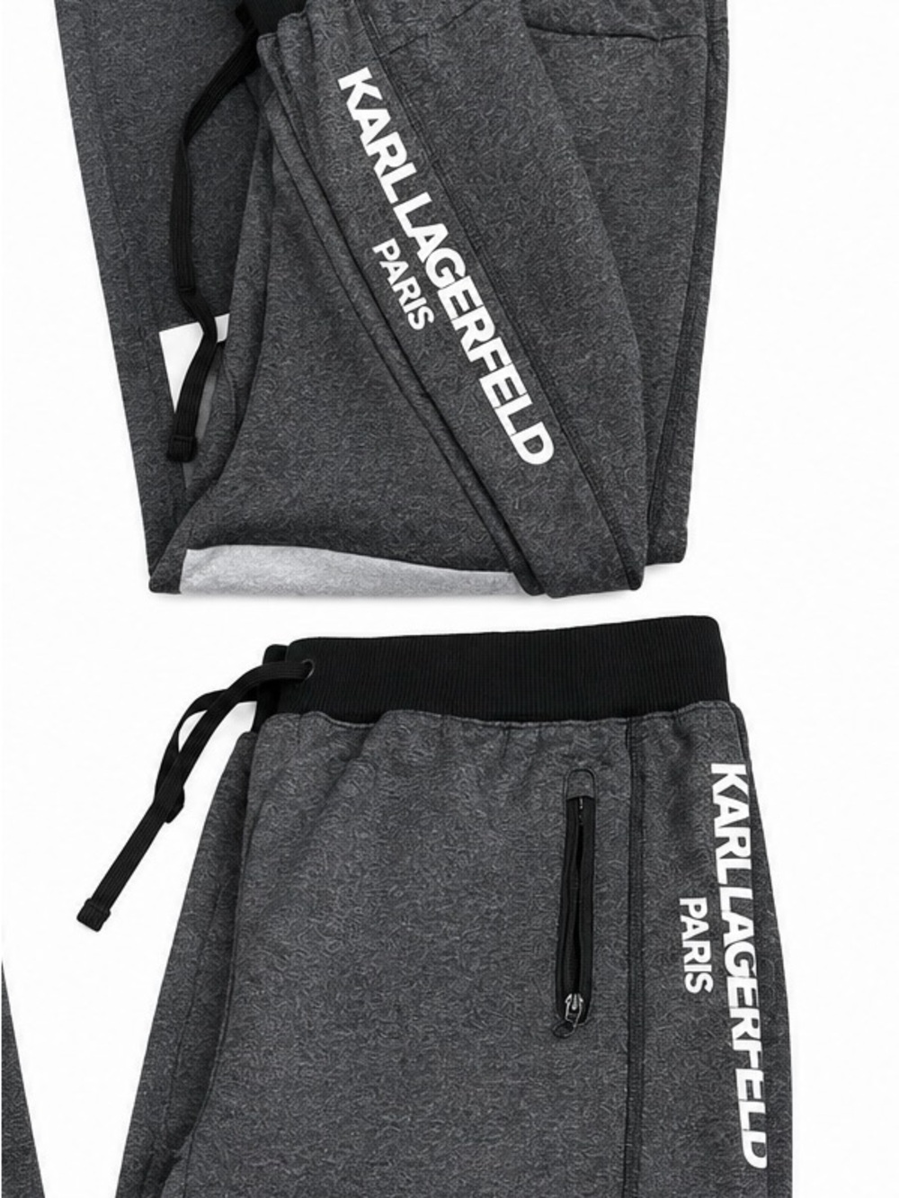 Karl Lagerfeld Dark Charcoal Gray White Joggers with White Logo